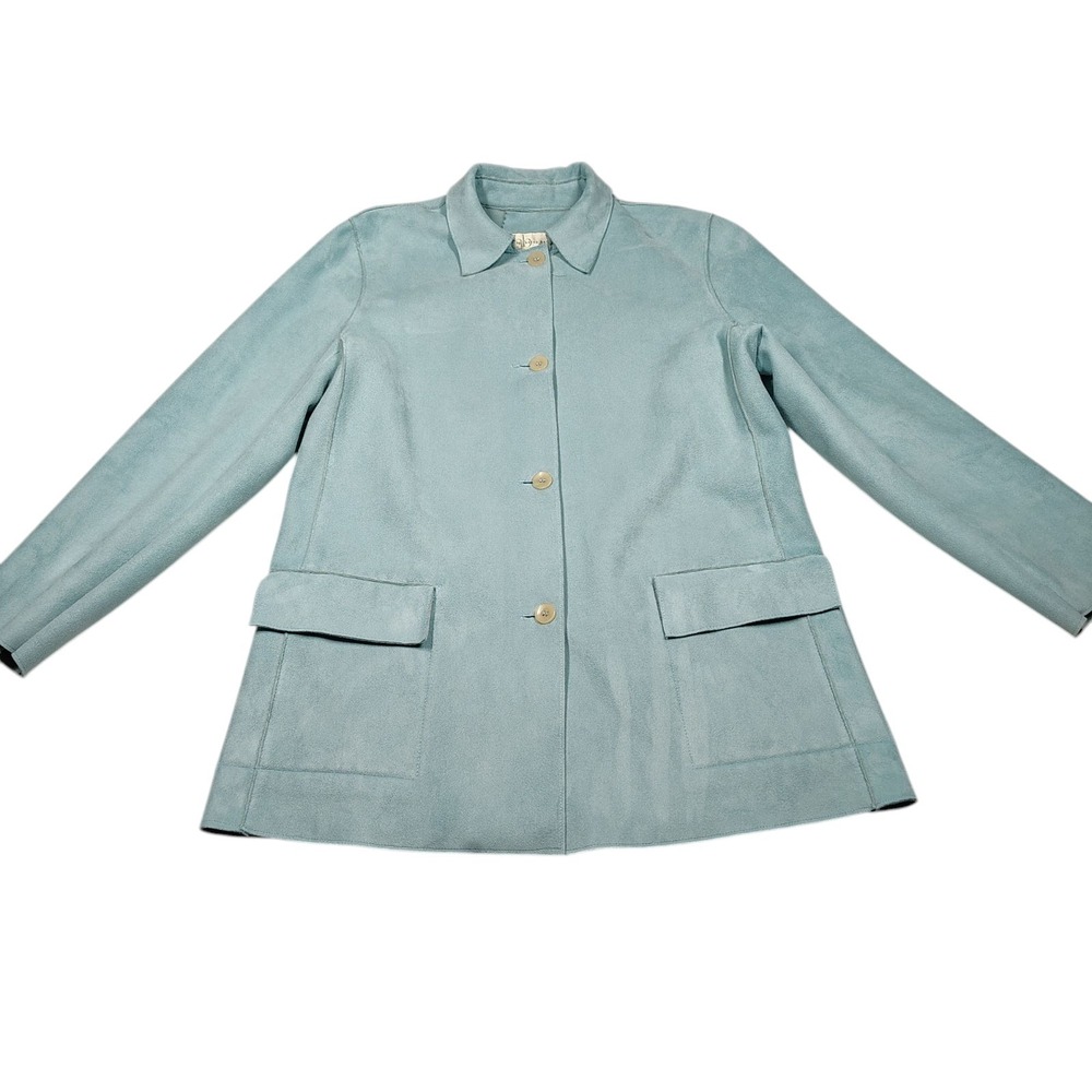 Harve Benard Blazer Jacket Womens Size 10 Blue 100% Polyester Preppy Office